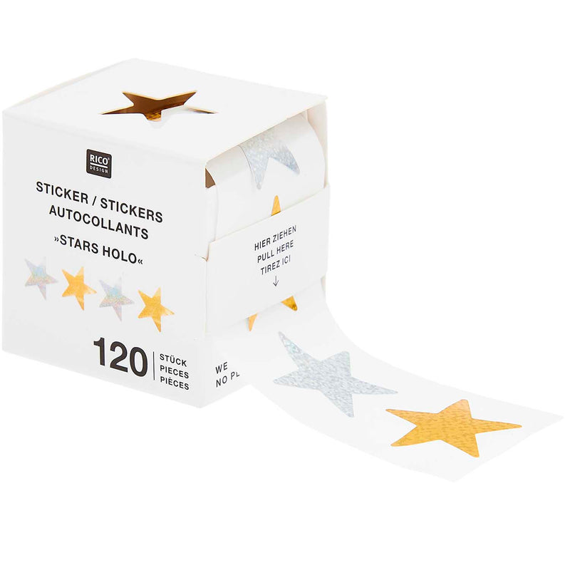 גליל מדבקות : Stars, Gold/ Silver