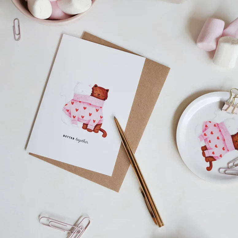 כרטיס ברכה: Better Together Cats