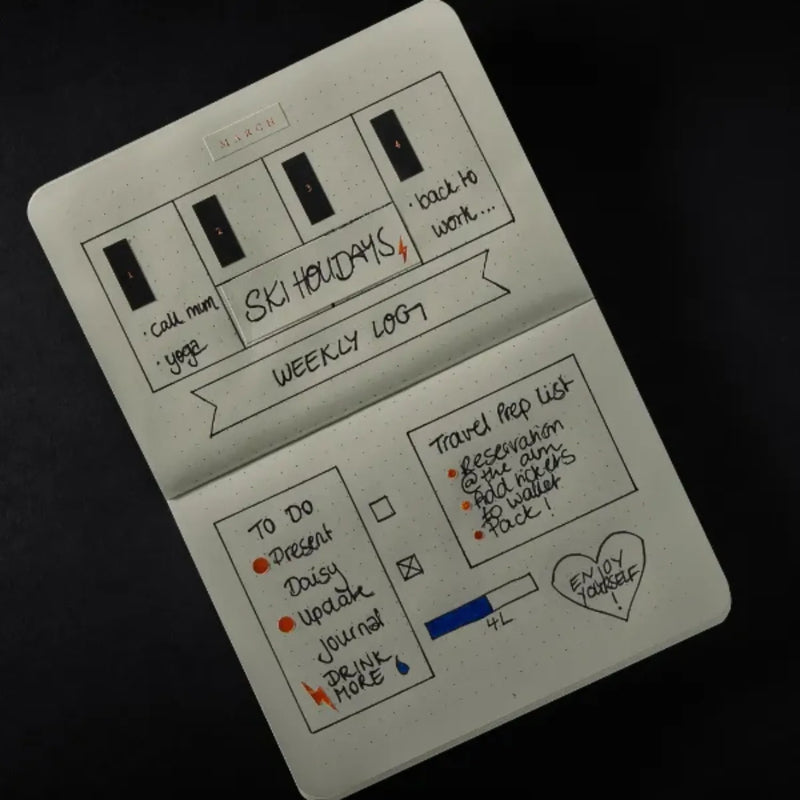 סט 3 מחברות כריכה רכה : Bullet Journal Black 