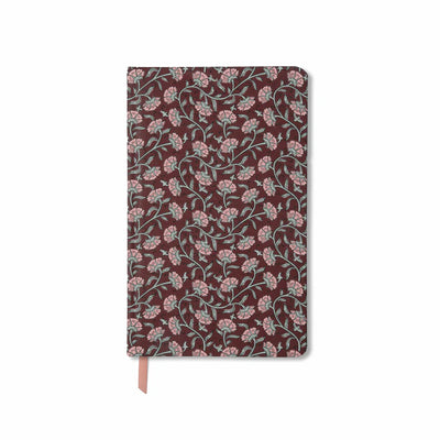 מחברת שורה בכריכת בד: Burgundy Vintage Floral