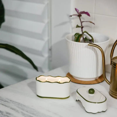 נר בכלי פורצלן: Cherie, Green - Smoked Pistachio