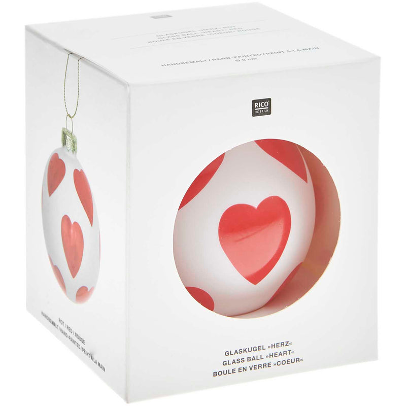 קישוט לתלייה: Glass Ball Heart Red