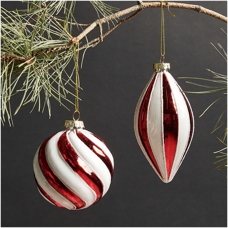 קישוט לתלייה: Glass Ball Red & White