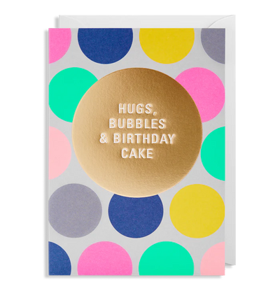 כרטיס ברכה : Hugs Bubbles  & Birthday cake