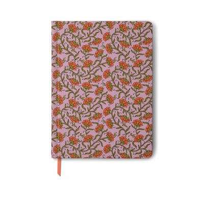 מחברת שורה בכריכת בד: Pink Vintage Floral 