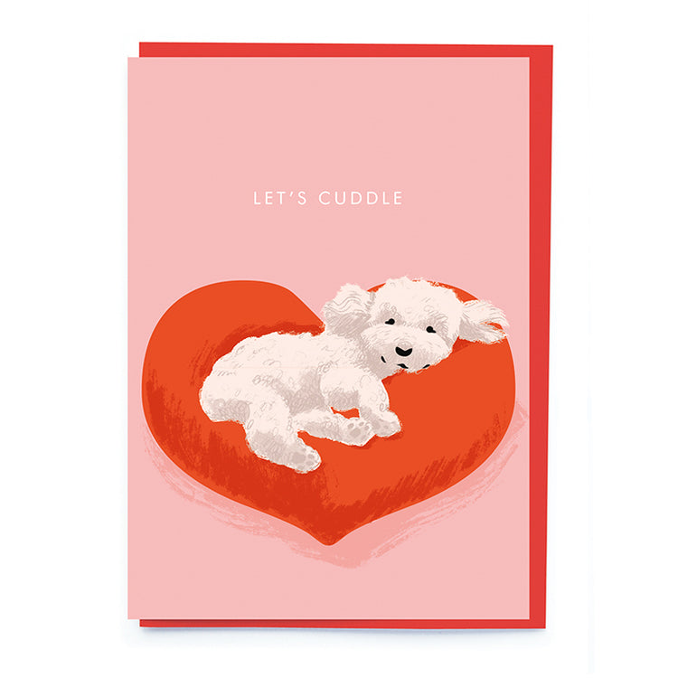 כרטיס ברכה : Poodle On Heart Cushion