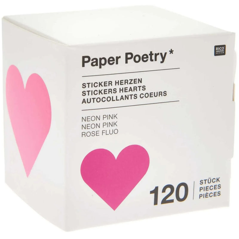 גליל מדבקות: Hearts Neon Pink 