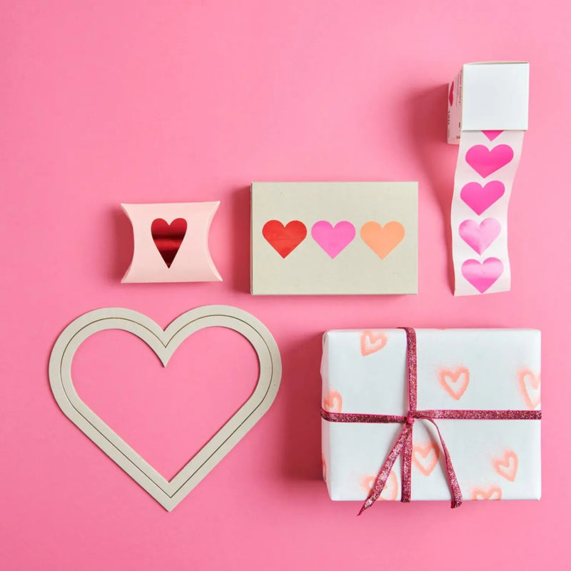 גליל מדבקות: Hearts Neon Pink 