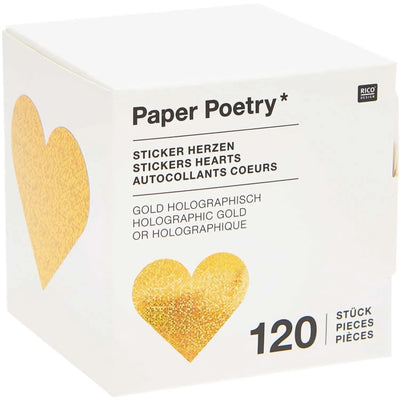 גליל מדבקות: Hearts Gold Holographic 