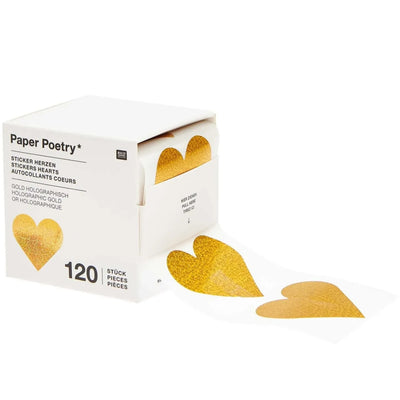 גליל מדבקות: Hearts Gold Holographic 