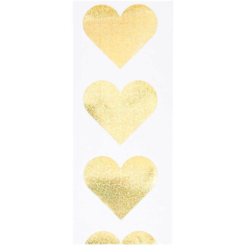 גליל מדבקות: Hearts Gold Holographic 