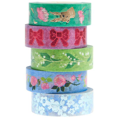 מארז וואשי טייפ: Rose Green-Blue 