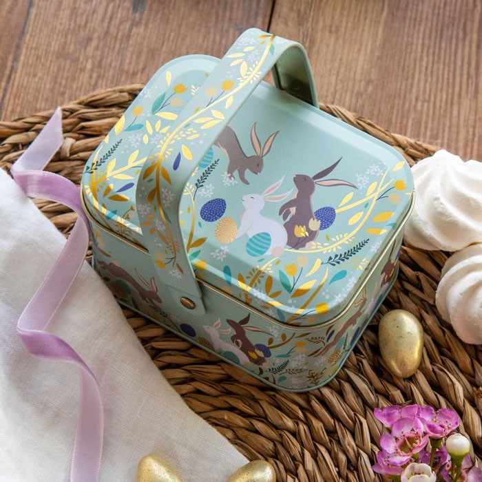 קופסת פח קטנה: Bunnies Handle Basket