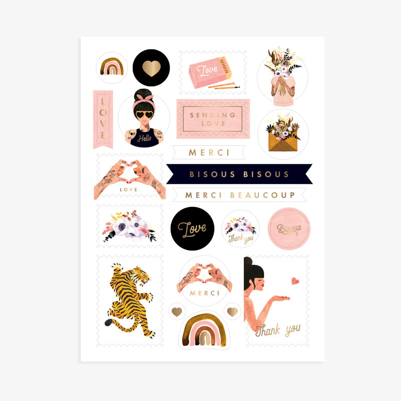 דפי מדבקות : Love & Thank You