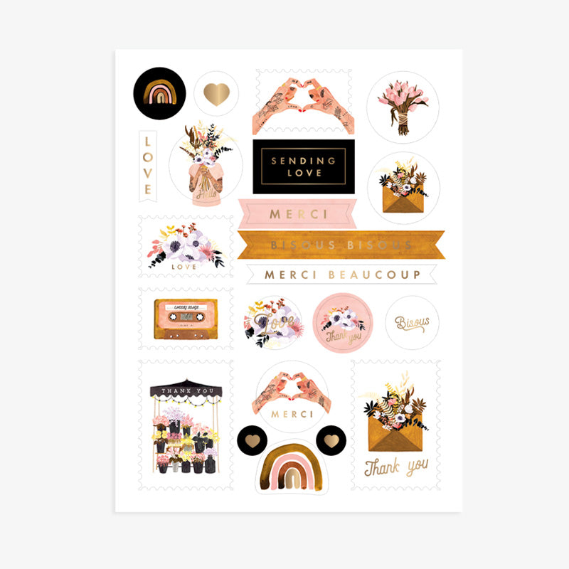 דפי מדבקות : Love & Thank You