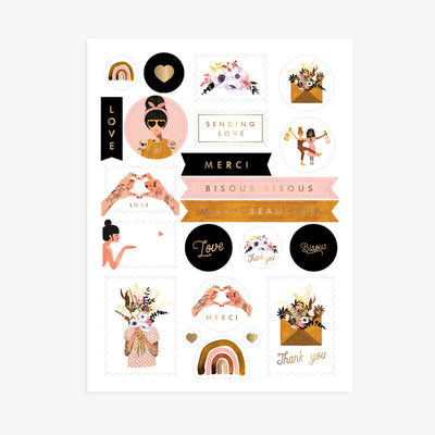 דפי מדבקות : Love & Thank You